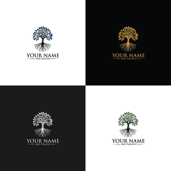 Imagen Del Logotipo Root Tree Silueta Vectorial Árbol — Archivo Imágenes Vectoriales