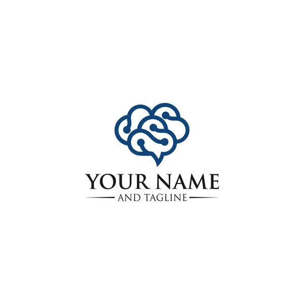 Vektorový Lidský Mozek Nízkočásticovém Technickém Stylu Logo Ikona Šablona Návrhu — Stockový vektor
