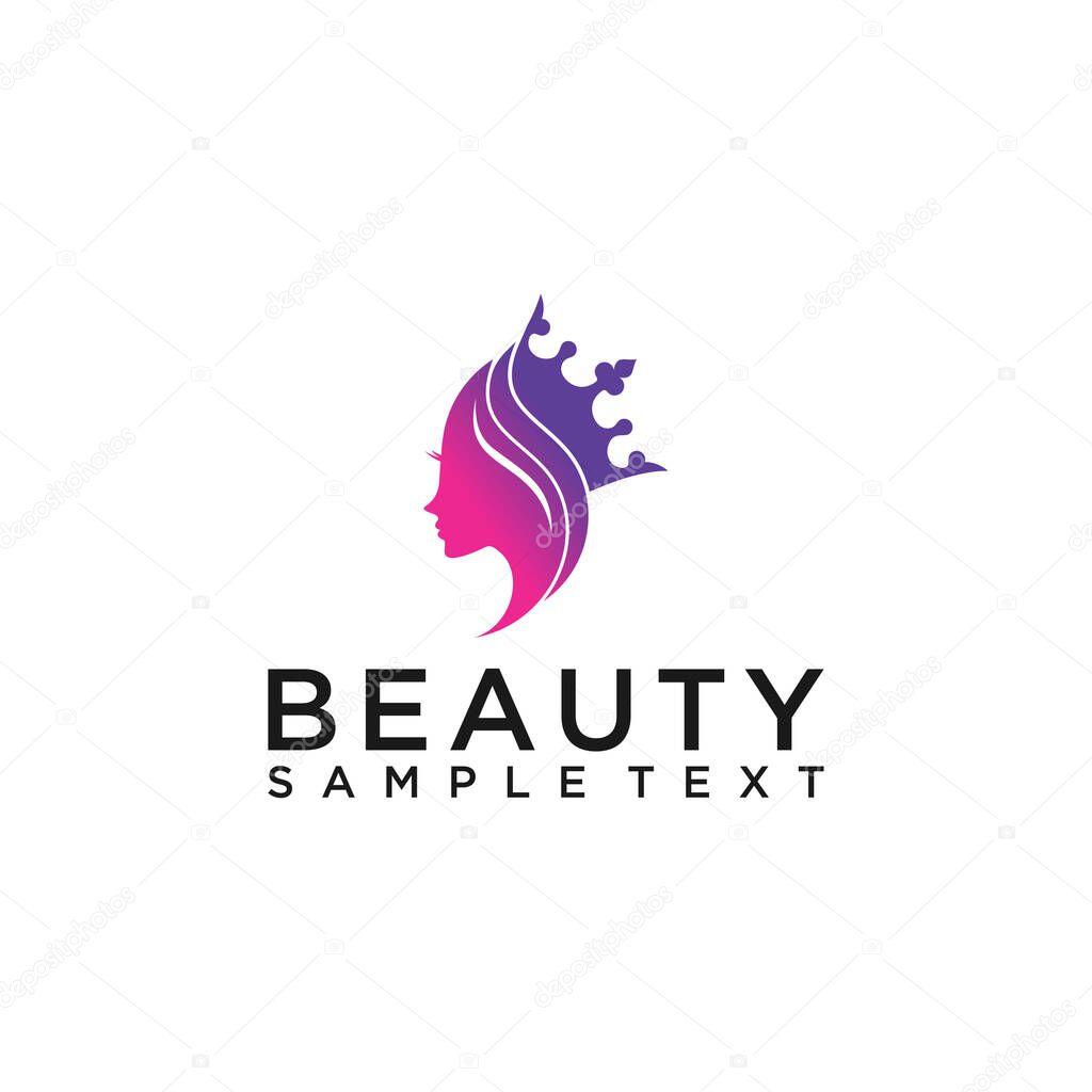 Woman's face in flower leaves. Abstract design concept for beauty salon, massage, cosmetic and spa. Vector female logo design template.