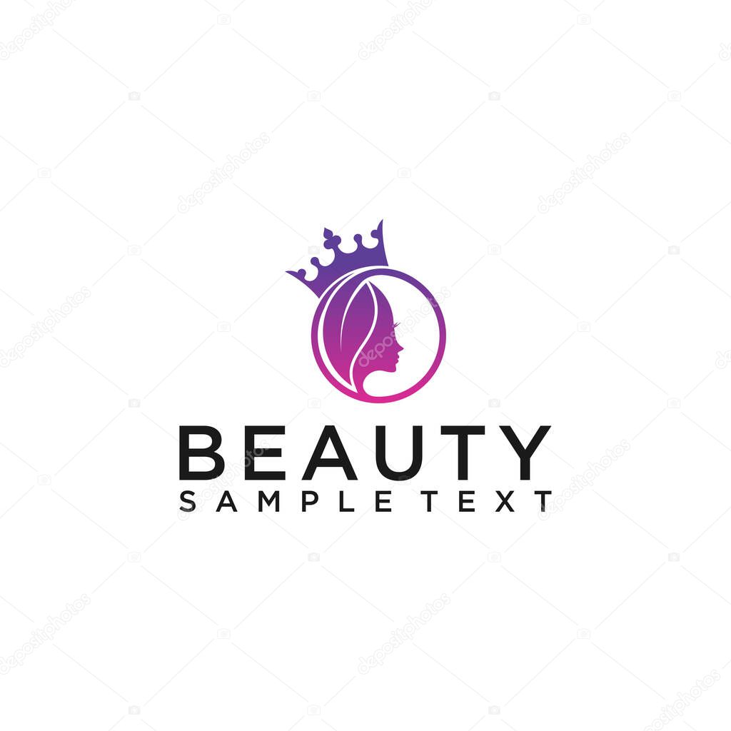 Woman's face in flower leaves. Abstract design concept for beauty salon, massage, cosmetic and spa. Vector female logo design template.