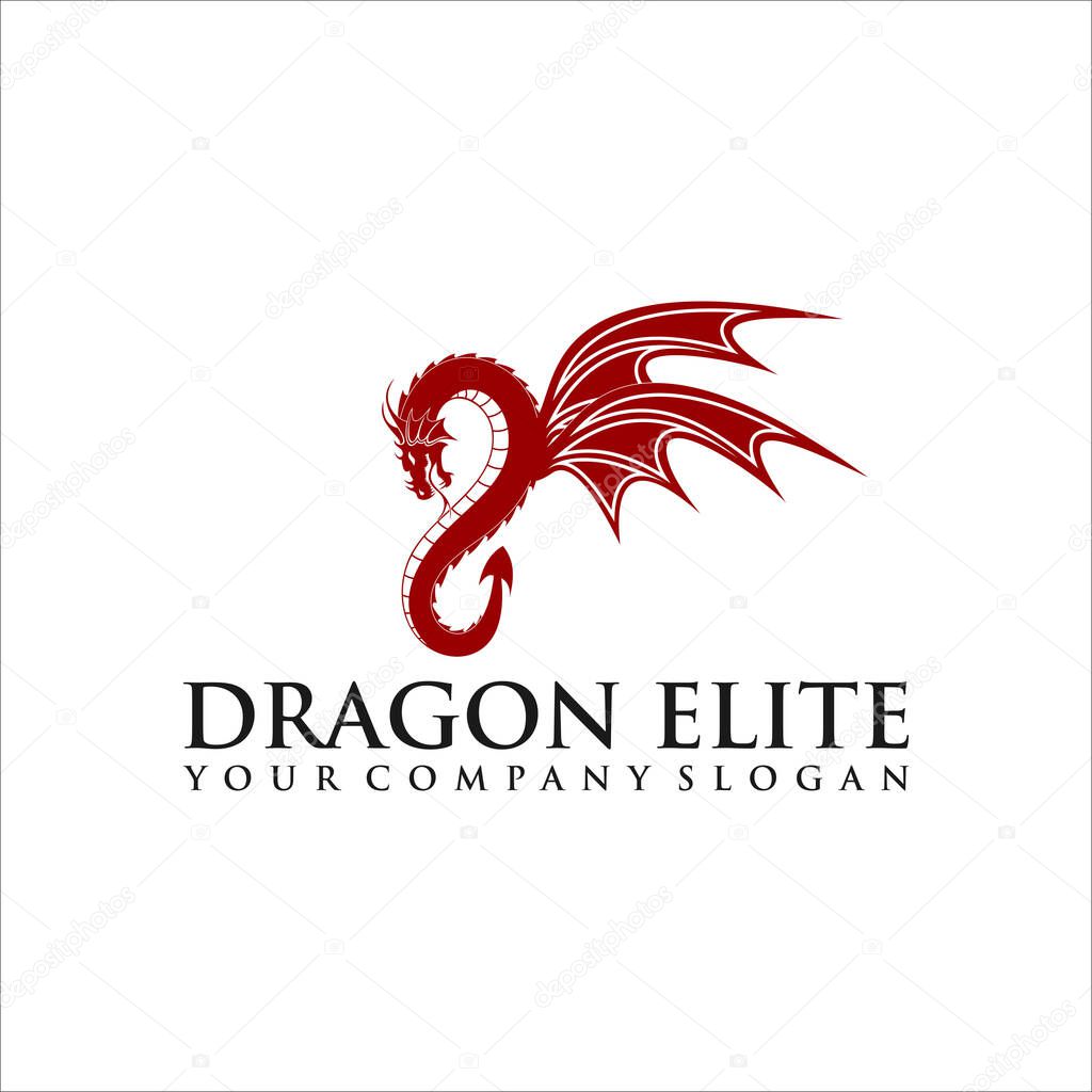 Dragon logo, Business card Elements for Brand Identity,Vector template.Head dragon flat color logo template vector design.