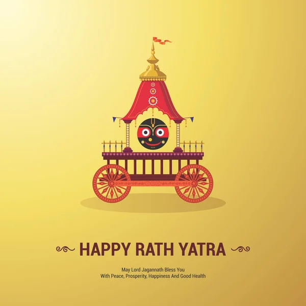 Odishaとグジャラート州のジャガナート領主ラサヤトラ祭ハッピーラサヤトラ主ジャガナト バラバラ スブラドラの休日の背景のお祝い ベクターイラスト — ストックベクタ