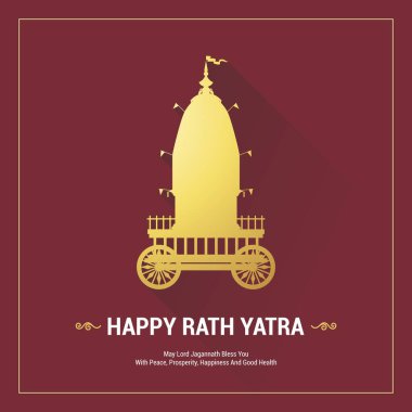 Rath Yatra festival. Happy Rath Yatra holiday background celebration for Lord Jagannath, Balabhadra and Subhadra.  Annual Rathayatra festival in Odisha and Gujarat. Vector illustration.  clipart