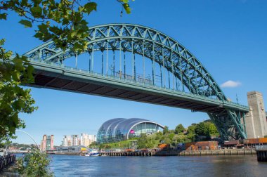 Tyne Bridge against clear blue summer sky in Newcastle, UK clipart