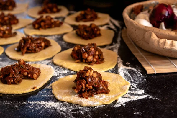 Home baking mushroom pastries, vegan cuisine