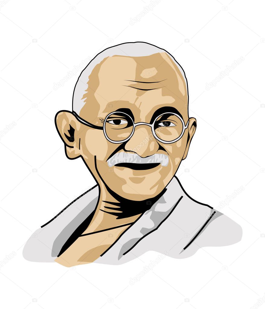 Mohandas Karamchand Gandhi was an Indian lawyer portrait vector