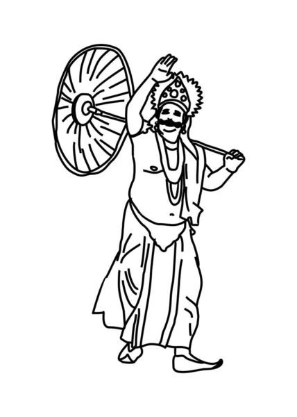Kerala Onam Festival Mahabali Auch Bekannt Maveli Linienzeichnung — Stockvektor