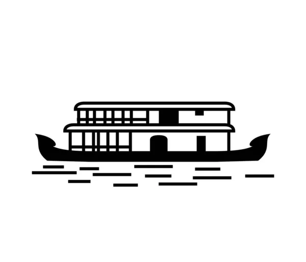 Kerala House Barco Diseño Vectorial Blanco Negro — Vector de stock