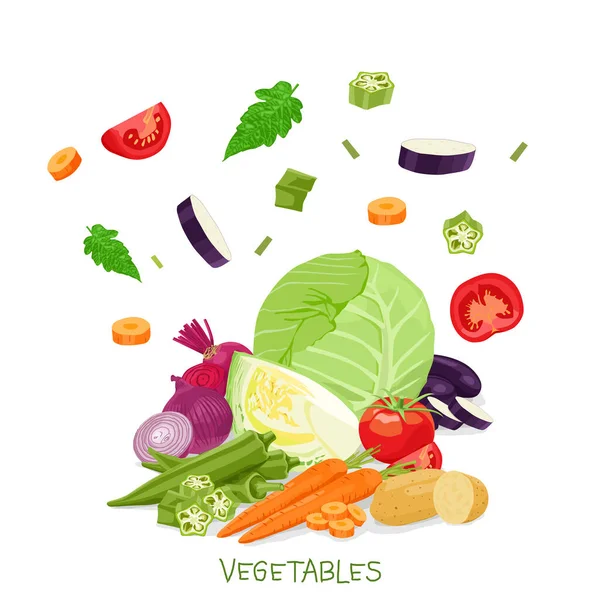 Vector Design Collection Vegetables Falling — Stock Vector