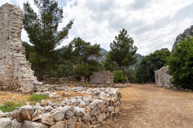 Türkiye 'nin Antalya ilinin Cirali köyündeki antik Olimpos kentinin kalıntıları