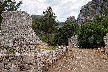 Türkiye 'nin Antalya ilinin Cirali köyündeki antik Olimpos kentinin kalıntıları