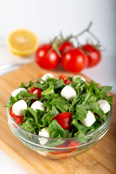 Tigela Salada Purslane Com Queijo Mozzarella — Fotografia de Stock