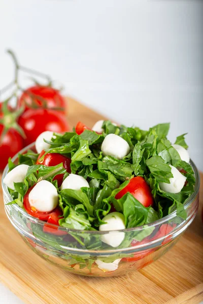 Tigela Salada Purslane Com Queijo Mozzarella — Fotografia de Stock