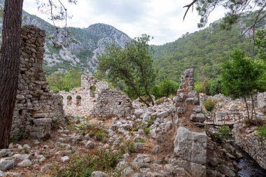 Türkiye 'nin Antalya ilinin Cirali köyündeki antik Olimpos kentinin kalıntıları