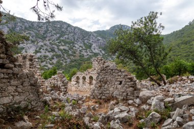 Türkiye 'nin Antalya ilinin Cirali köyündeki antik Olimpos kentinin kalıntıları