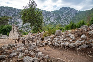 Türkiye 'nin Antalya ilinin Cirali köyündeki antik Olimpos kentinin kalıntıları