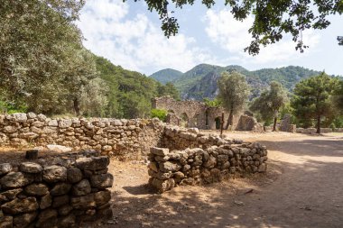 Türkiye 'nin Antalya ilinin Cirali köyündeki antik Olimpos kentinin kalıntıları