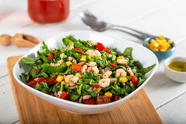 Salada Com Anéis Lula Salada Frutos Mar — Fotografia de Stock