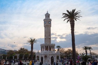 Historical Izmir Clock Tower. The clock tower and Konak Square are the symbolic centers of Izmir. clipart