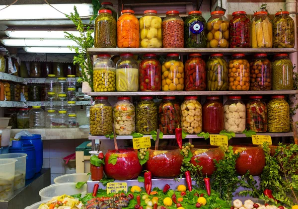 Traditional Turkish Pickles Various Fruits Vegetables Tomato Pepper Sauces Salca — Stock Photo, Image