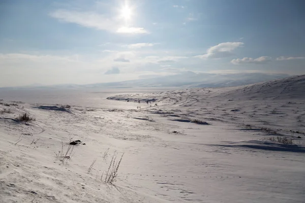 Paesaggio Invernale Con Neve Montagne — Foto Stock