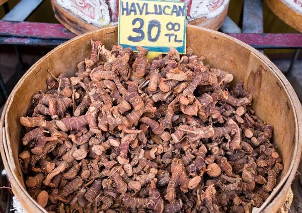 Getrocknete Galgant Wurzeln Auf Dem Markt — Stockfoto