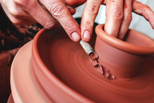 Professional Potter Making Bowl Pottery Workshop Studio — Stock Photo, Image