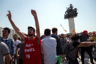 İzmir / Türkiye - 05 / 01 / 2018: İzmir, Türkiye 'den İşçi Bayramı Toplantısı. 