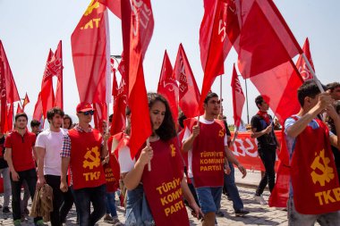 İzmir / Türkiye - 05 / 01 / 2018: İzmir, Türkiye 'den İşçi Bayramı Toplantısı. 