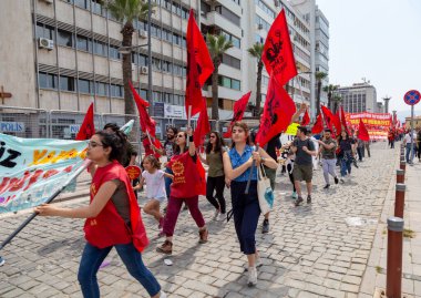 İzmir / Türkiye - 05 / 01 / 2018: İzmir, Türkiye 'den İşçi Bayramı Toplantısı. 