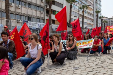 İzmir / Türkiye - 05 / 01 / 2018: İzmir, Türkiye 'den İşçi Bayramı Toplantısı. 