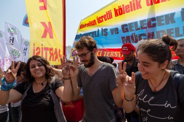 İzmir / Türkiye - 05 / 01 / 2018: İzmir, Türkiye 'den İşçi Bayramı Toplantısı. 
