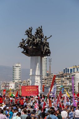 İzmir / Türkiye - 05 / 01 / 2018: İzmir, Türkiye 'den İşçi Bayramı Toplantısı. 