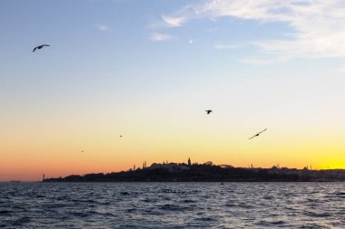 İstanbul Günbatımı Manzarası, İstanbul Boğazı. İstanbul, Türkiye. 