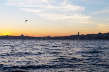İstanbul Günbatımı Manzarası, İstanbul Boğazı. İstanbul, Türkiye. 