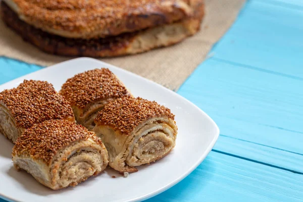 Ciasta Tahini Sezamem Tahinli Corek — Zdjęcie stockowe