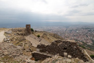 Antik Pergamon şehrinin kalıntıları. Bergama, İzmir, Türkiye.