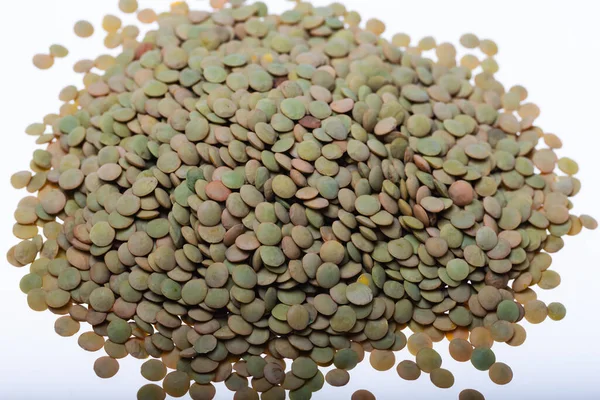 Green Lentils White Background — Stock Photo, Image