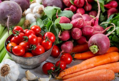 Çiğ sebze, arka plan. Taze sebze..