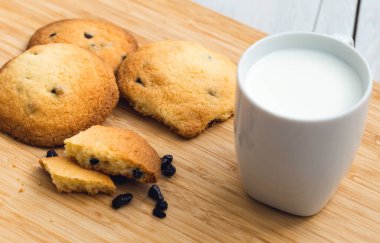 Çikolatalı kurabiye ve bir fincan süt.