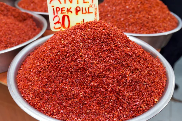 Paprika Flocken Auf Dem Markt — Stockfoto