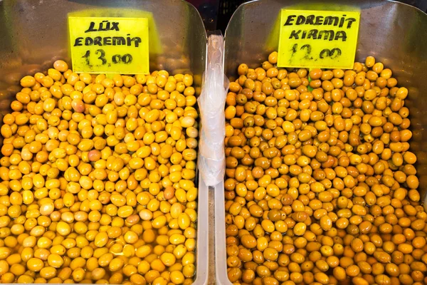 Grüne Oliven Auf Dem Markt Türkei — Stockfoto