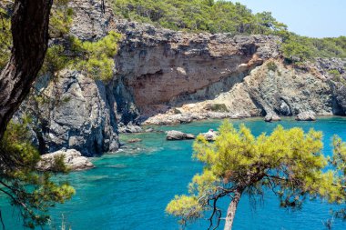 Antalya, Türkiye 'de güzel bir körfez. Antalya 'daki Phaselis Körfezi Türkiye Akdeniz.