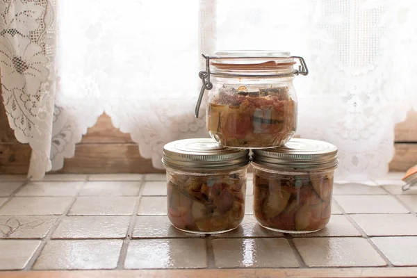 jam jar of ratatouille with vegetables in the reto kitchen interior