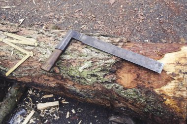 Marangozlar için yardımcı aletler, ahşap ve balta işi, metal metre.