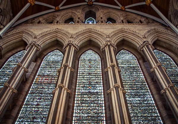 Witraże Wewnątrz York Minster Kolorze Hdr — Zdjęcie stockowe