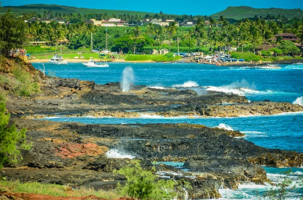 Rotskust West Kauai Met Watertuit Hawaiiaanse Eilanden — Stockfoto