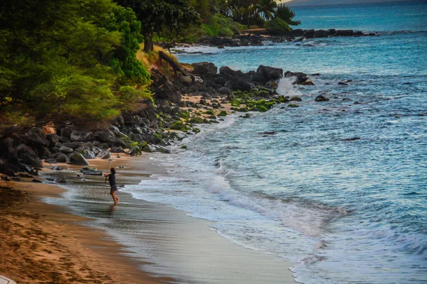 Playa Kahana Maui Islas Hawaianas Con Vista Las Islas Molokai — Foto de Stock