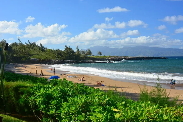 Fleming Beach Kapalua Het Noordwesten Van Maui Prachtig Zandstrand Met — Stockfoto