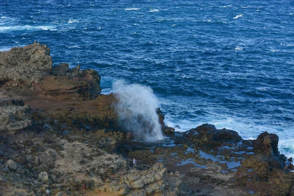 Die Maui Blowhole Eine Beliebte Touristenattraktion Der Weniger Besuchten Nordküste — Stockfoto